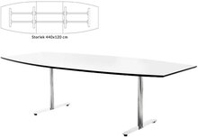 Stand by, 440 x 120 cm, Vit bordsskiva med svart ABS kantlist, Silver stativ