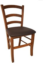 Stol John, valnötsbrun stol i konstläder med brun bets 2-pack