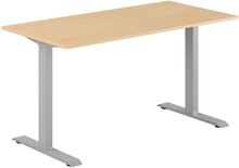 Fast skrivbord, grått stativ, bok bordsskiva 140x70cm