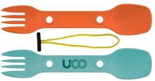 UCO Utility Spork 2Pk With Cord Teal / Ember Orange