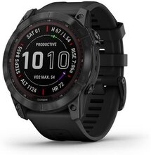 Garmin Fenix 7X Sapphire Solar, Black Ti W/Black Silicone Band