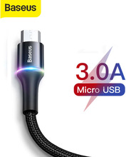 Baseus Micro USB Kabel 2A 3A Schnelle Lade Ladegerät Mit LED Beleuchtung Mini usb Kabel 3M Für