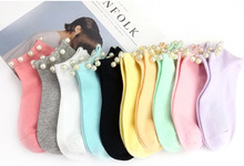 9 Colors Women Socks Cotton Lovely Candy Color Imitation Pearl Women's Socks.Casual Ladies Girl's Short female Socks Sox Hosiery