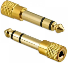 Gold 6.3mm 1/4" Male Plug to 3.5mm 1/8" Female Jack Stereo Headphone Audio Adapter Home Connectors Adapter Microphone Hot Sell