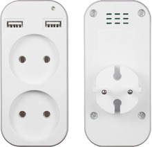 new 2020 Usb plug adapter 2 socket with double usb port Pop style European 5V 2A USB extension socket Z5-01 White color