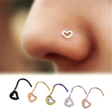 5 Pcs Heart Stainless Steel Nose Ring & Studs Fashion Girl Body Jewelry Stainless Steel Nose Piercing Punk Party Jewelry