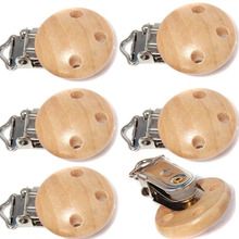 5pcs Baby Pacifier Clip Holder Wooden Soother Teether Feeding Care Nipple Holder Infant Dummy Chew Pacifier Chain Accessories