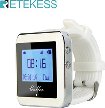 Retekess Restaurant Calling Paging System RF Wireless White Wrist Watch Receiver for Fast Food Cafe Shop Bar 433MHz 999 Channel