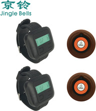 JINGLE BELLS 433MHz Wireless Calling System With Long Distance 2 Call Bells 2 Watch Pager Receiver For Restaurant, Cafe, Bar