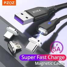 PZOZ 5A Magnetische Kabel Micro USB Typ C Super Schnelle Lade Microusb Typ-C Magnet Ladegerät USB C