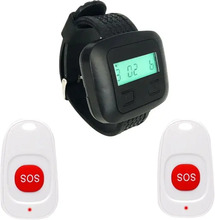 Wireless Calling System 1 Wrist Watch Receiver +2 SOS Emergency Buttons White For Hospital Clinic Nurse Home