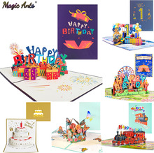 Glücklich Geburtstag Karte für Mädchen Kinder Frau Mann 3d Geburtstag Kuchen Pop-Up Grußkarten