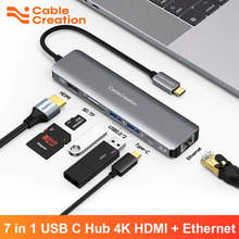 CableCreation USB Typ C Hub HDMI 4K 60Hz 7 in 1 USB C Adapter RJ45 PD Ladung Typ C Dongle für