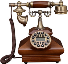 European-style Antique Retro Telephone Solid Wood Landline Decoration, Button Dial With Caller ID, Backlit Handsfree Calling