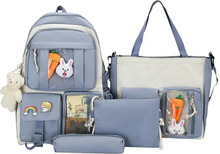 Backpack For School Aesthetic 4pcs/set Girls Backpack Set Shoulder Bag Pencil Bag Waist Bag Set With Cute Pins And Pendants For