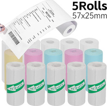 5-1 Rolls Printer Papers 57x25mm Self-adhesive Thermal Papers HD Color Label Printers for Inkless Student Study Mini Printer