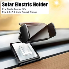 For Tesla Model 3 Model Y For 4.0-7.2 inch Smart Phone Car Mobile Phone Holder 360 Degrees Rotating Solar Powered Bracket