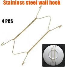 Hot Sale Plate Dishes Stainless Steel Hanger Spring Plates Holder Hook Wall Mount Adapter Home Decoration Multi-Purpose Hooks