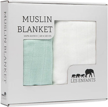 Les Enfants Muslin Blanket 2-pack Grön/Vit