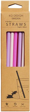 KG Design Sugrör Pink Mix Silikon 6 st +Rengöringsborste