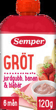 Semper Ätklar Gröt Jordgubb & Banan Klämpåse från 6 mån 120 g