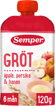 Semper Klämpåse Ätklar Gröt 6mån+ Äpple&Persika 120g