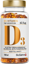 BioSalma D3-vitamin 62,5 µg High Concentrate 180 st kapslar