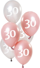 Ballonger Rosa/Vit 30 År - 6-pack