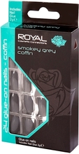 Royal Artificiell Naglar Smokey Grey Coffin - 24 PCS.