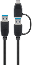 Goobay USB 3.0 kabel m. USB-A till USB-C Adapter Sort - 0,5 meter