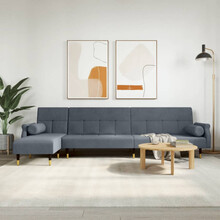 L-formad soffa mörkgrå 271x140x70 cm sammet