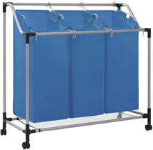 Tvättsorterare med 3 påsar blå stål