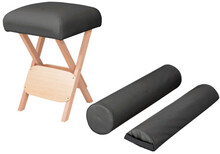 Hopfällbar massagepall 12 cm tjock sits och 2 bolster svart