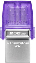 Kingston Technology DataTraveler microDuo 3C USB-sticka 256 GB USB Type-A / USB Type-C 3.2 Gen 1 (3.1 Gen 1) Rostfritt stål, Lila