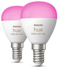 Philips Hue White och Color Ambiance Klotlampa – E14 smart ljuskälla – (2-pack)