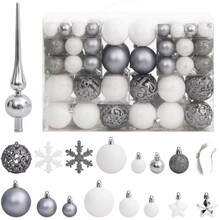 Julgranskulor 111 delar vit och grå polystyren