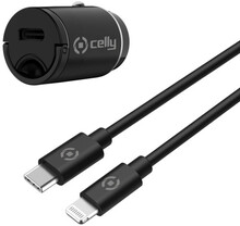 Billaddare Mini USB-C PD 20W + USB-C till Lightning-kabel