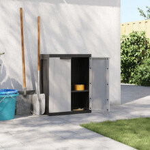 Förvaringsskåp för trädgården grå och svart 65x37x85 cm PP