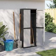 Förvaringsskåp för trädgården grå och svart 65x37x165 cm PP