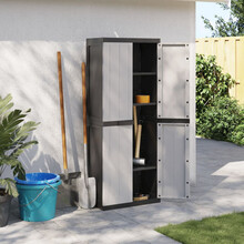 Förvaringsskåp för trädgården grå och svart 65x37x165 cm PP