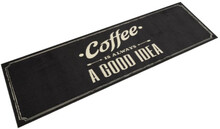 Köksmatta maskintvättbar text Coffee 45x150 cm sammet