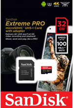 MicroSDHC Extreme Pro 32GB 100MB/s A1 C10 V30 UHS-I