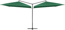 Dubbelt parasoll med stålstång 250x250 cm grön