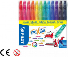 Pilot FriXion Colors stiftpennor Medium Svart, Blå, Cyan, Grön, Ljus Cyan, Ljusgrön, Orange, Rosa, Röd, Violett, Gul 12 styck