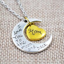 Halsband "I love you to the Moon and Back Mom" i 925 Sterling Silverplätering
