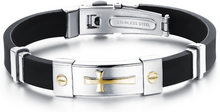 Armband i Silikon och rostfritt stål -Gold Cross