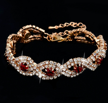 Armband med Cubic Zirconia och Austrian Crystals samt i 18 K Guldplätering -Röda stenar
