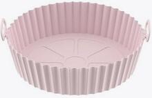 Lyserød rund silikoneskål til Air Fryer 16,5x19,5 cm