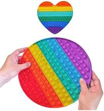 2-pakning med stor Pop It Fidget Toy Original - Rainbow