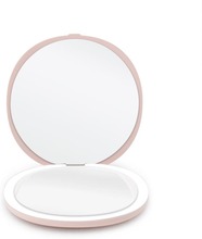 Kompakt Dubbelsidig Sminkspegel med LED (5x förstoring) - Rosa